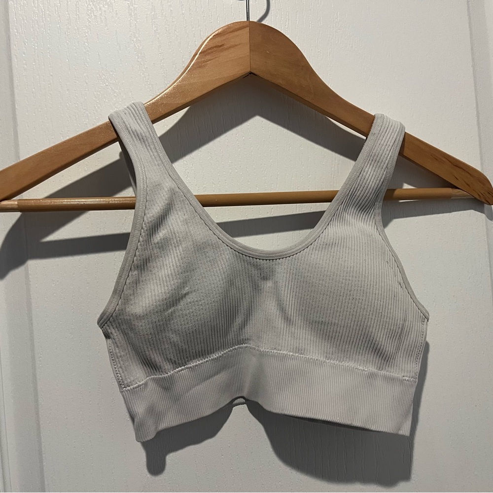Aerie Real Good Ribbed Sports Bra / Bralette | Gray (XS)